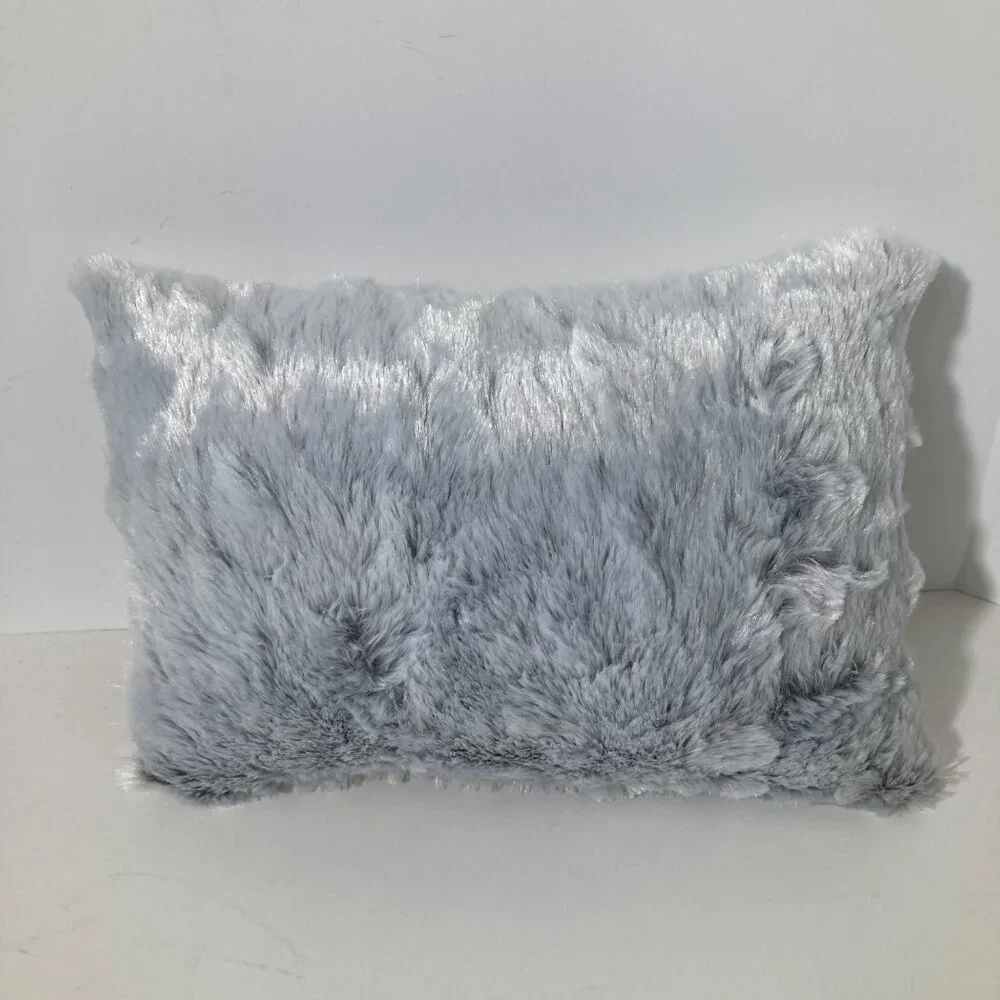 Handmade Crewel Embroidered Kitty Dragonfly Pillow Faux Fur Backing 10 x 6 x 4